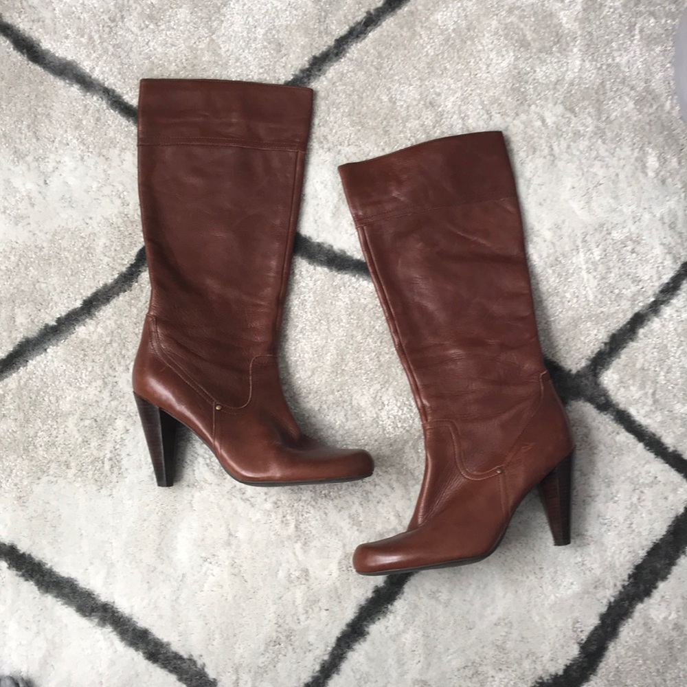 Cognac Brown Boots with Heel
